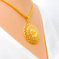 Dressy Beaded Floral Net 22K Gold Pendant 