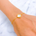 Chic Mother Of Pearl 22k Gold Clover Bracelet 