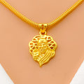 Distinct Leaf Adorned 22k Gold Sai Baba Pendant 