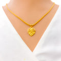 Distinct Leaf Adorned 22k Gold Sai Baba Pendant 