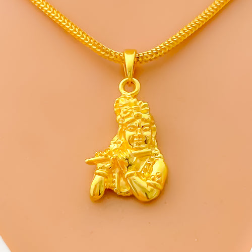 Charming 22k Gold Murlidhar Krishna Pendant 