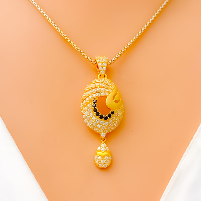 Iconic Charming 22k Gold CZ Pendant Set 