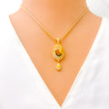 Iconic Charming 22k Gold CZ Pendant Set 