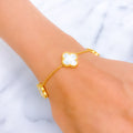 Graceful 22k Gold Mother Of Pearl Clover Bracelet 