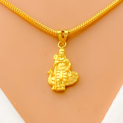 Ornate 22k Gold Lord Kartikeya Pendant 