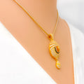 Iconic Charming 22k Gold CZ Pendant Set 