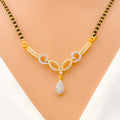 Beautiful Leaf Accented 22k Gold CZ Mangal Sutra Necklace Set
