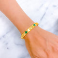 Sophisticated Matte Malachite 21k Gold Bangle Bracelet 