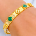 Sophisticated Matte Malachite 21k Gold Bangle Bracelet 