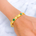 Sophisticated Matte Malachite 21k Gold Bangle Bracelet 