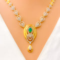 Impressive Oval 22k Gold CZ Necklace Set 