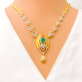 Impressive Oval 22k Gold CZ Necklace Set 