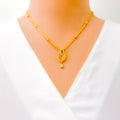 Posh Radiant Drop 22k Gold CZ Necklace Set 