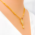 Beautiful Leaf Adorned 22k Gold CZ Necklace Set