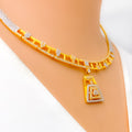 Timeless Geometric 22k Gold CZ Necklace Set 