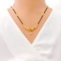 Intricate Wavy 22K Gold CZ Mangal Sutra Necklace Set