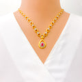 Sparkling Drop 22k Gold CZ Necklace Set 