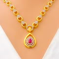 Sparkling Drop 22k Gold CZ Necklace Set 