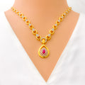 Sparkling Drop 22k Gold CZ Necklace Set 