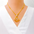 Dangling Open Halo 22k Gold CZ Necklace Set 