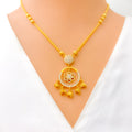 Dangling Open Halo 22k Gold CZ Necklace Set 