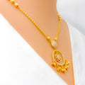 Dangling Open Halo 22k Gold CZ Necklace Set 