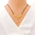 Tasteful Trendy 22K Gold CZ Mangal Sutra Necklace Set