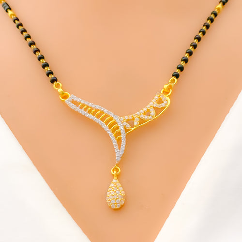Tasteful Trendy 22K Gold CZ Mangal Sutra Necklace Set
