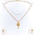 Iconic Charming 22k Gold CZ Pendant Set 