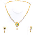 Impressive Oval 22k Gold CZ Necklace Set 