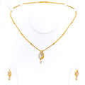Posh Radiant Drop 22k Gold CZ Necklace Set 