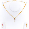 Beautiful Leaf Adorned 22k Gold CZ Necklace Set