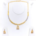 Timeless Geometric 22k Gold CZ Necklace Set 