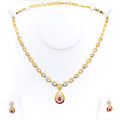Sparkling Drop 22k Gold CZ Necklace Set 