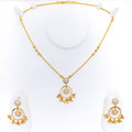 Dangling Open Halo 22k Gold CZ Necklace Set 