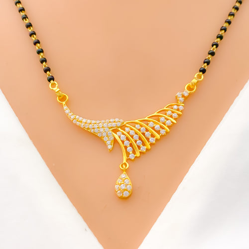 Contemporary Striped 22k Gold CZ Mangal Sutra 