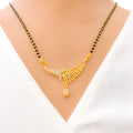 Contemporary Striped 22k Gold CZ Mangal Sutra 