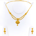 Traditional Floral Fan 22k Gold Necklace Set 