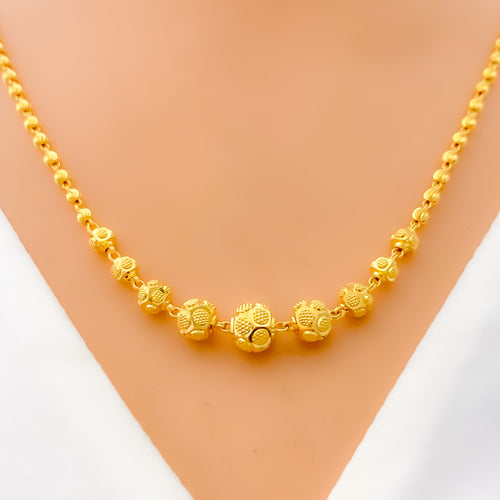 Palatial Textured Dotted 22k Gold Necklace Set 