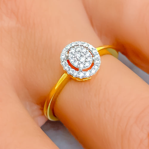 Dazzling Delicate Oval 18K Gold + Diamond Ring 