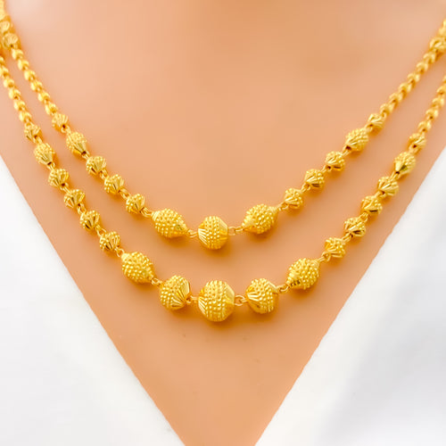 Glossy Shimmering 22k Gold Two Lara Necklace Set 