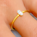Slender Glistening 18K Gold + Diamond Ring 