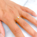 Classy Lush Slender 18K Gold + Diamond Ring