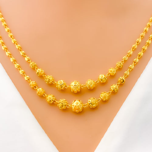 Intricate Festive 22k Gold Two Lara Necklace Set