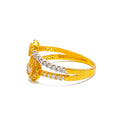 Overlapping Twin Flower 22k Gold CZ Ring