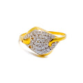 Gleaming Sculptural 22k Gold CZ Ring