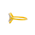 Gleaming Sculptural 22k Gold CZ Ring