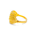 Satin Smooth Leaf Adorned 22K Gold Ring 