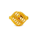 Bold Poised Geometric Block 22K Gold Ring