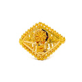 Graceful Distinct Beaded Floral 22K Gold Ring 